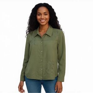 Alfred Dunner,Women’s JacketOlive Green Embroidered.ButtondownJacket18